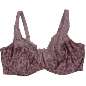 DELIMIRA Lace Full Coverage Minimizer Underwire Bra 36F Mauve Leopard W579Y